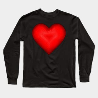 Red Pixel Heart Long Sleeve T-Shirt